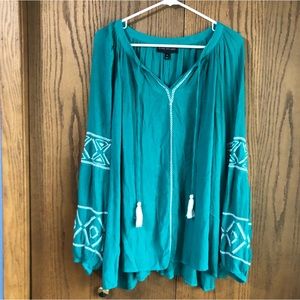 Lane Bryant boho tie front blouse size 26